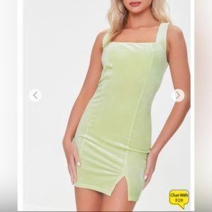 Lime Green Velvet Mini Dress